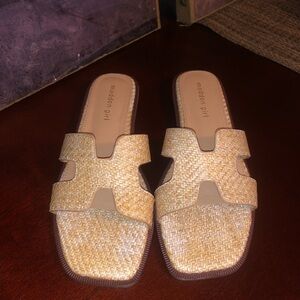 Madden Girl Hailey Natural Sandals. Slides. Size 7